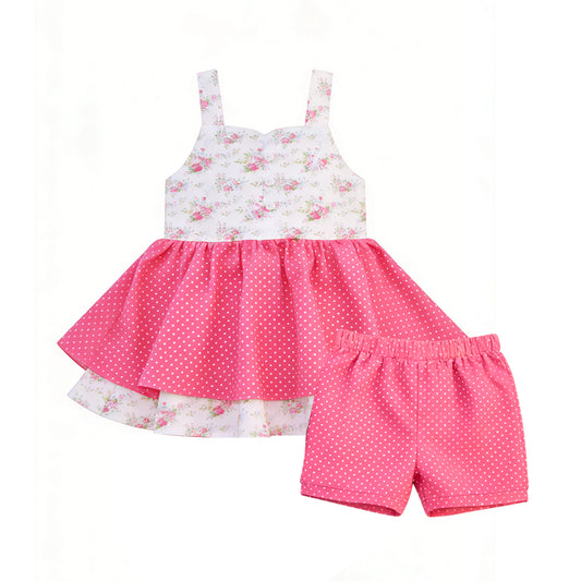 Pink floral top matching shorts summer outfit preorder