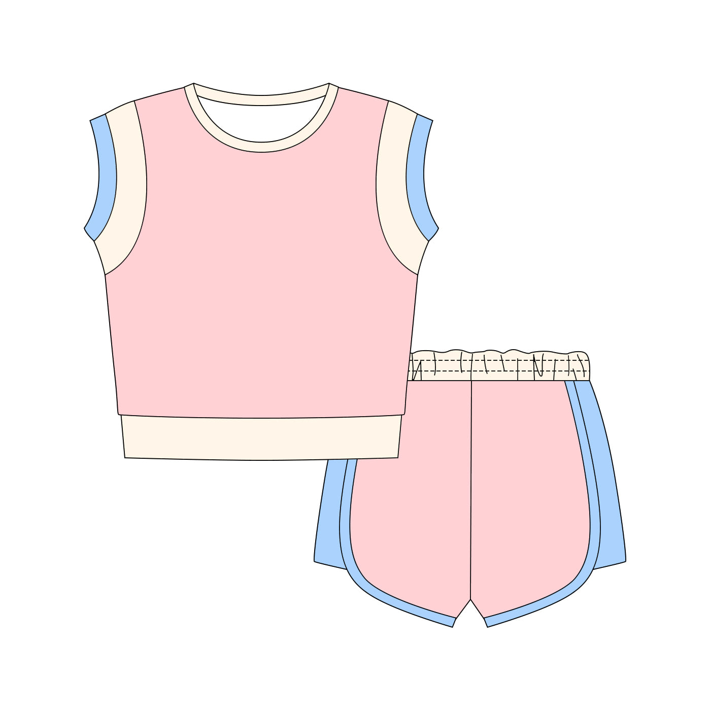 Pink top matching shorts girls summer outfit preorder