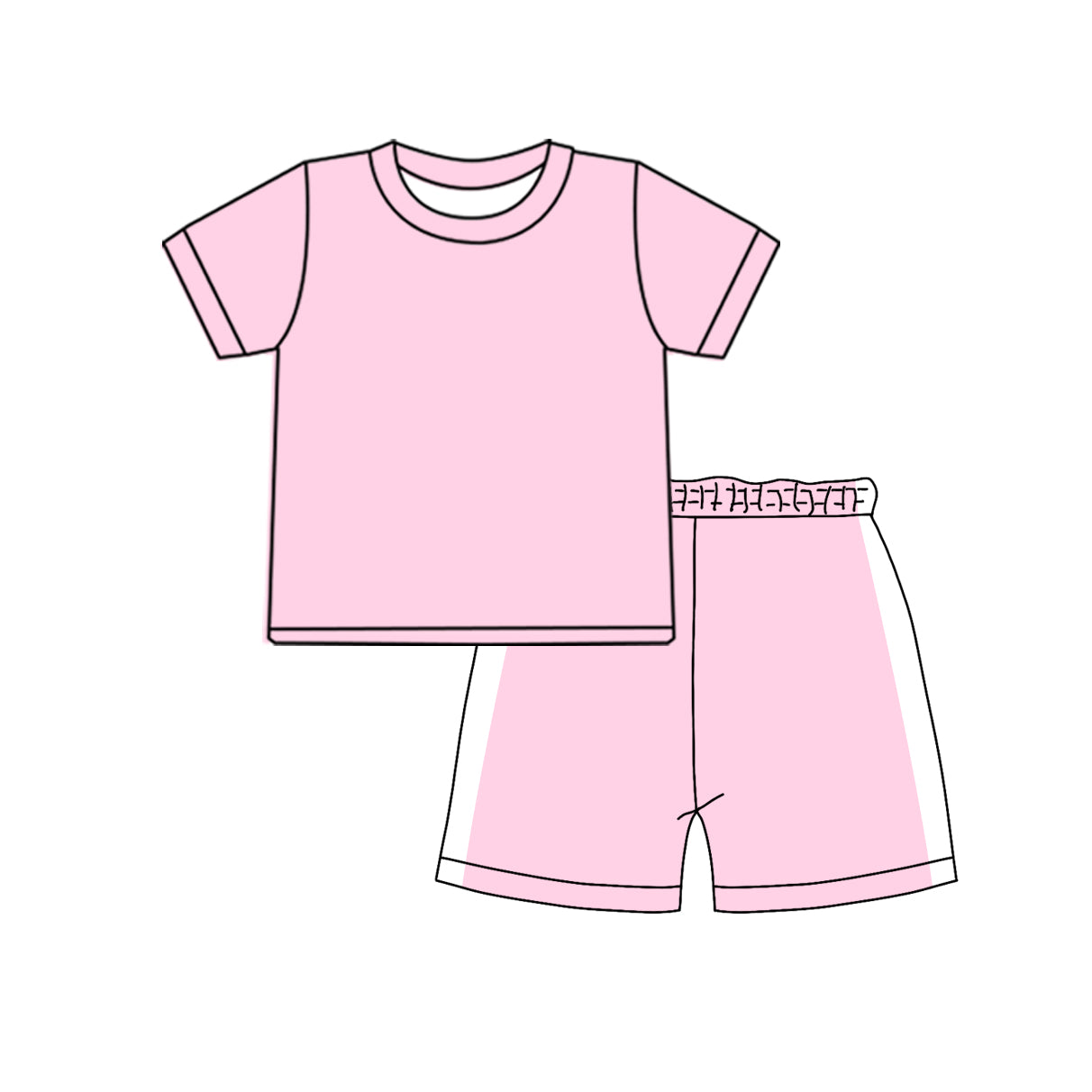 Pink top matching shorts girl summer outfit preorder