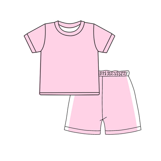 Pink top matching shorts girl summer outfit preorder