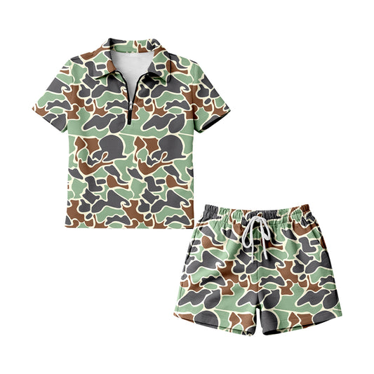 Adult Women green camo pullover matching shorts summer outfit preorder