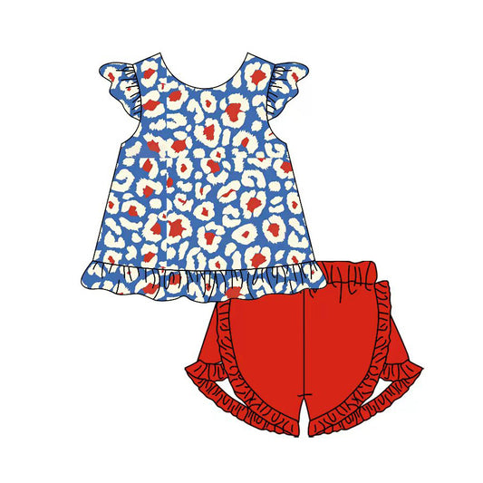 Leopard top matching shorts girls summer outfit preorder