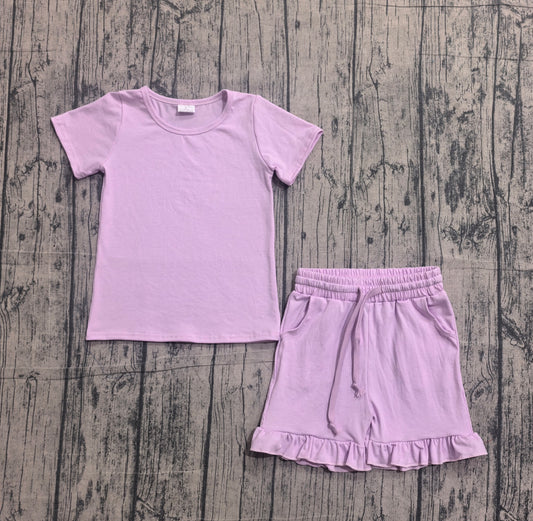 Pink short sleeve top matching shorts girls summer outfit preorder