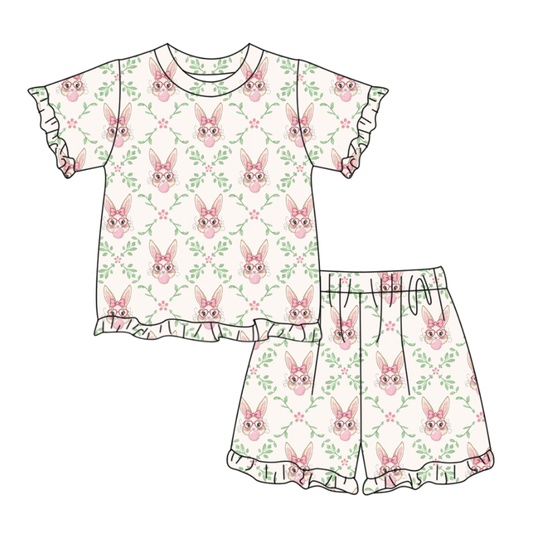 Easter bunny top matching shorts girls summer outfit preorder