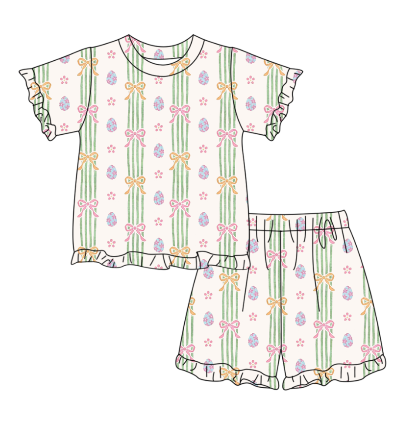 Easter egg top matching shorts girls summer outfit preorder