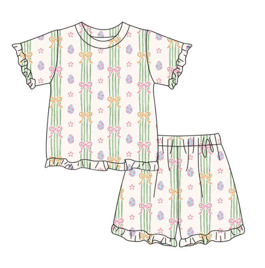 Easter egg top matching shorts girls summer outfit preorder