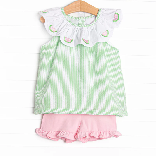 Watermelon top matching shorts girls summer outfit preorder
