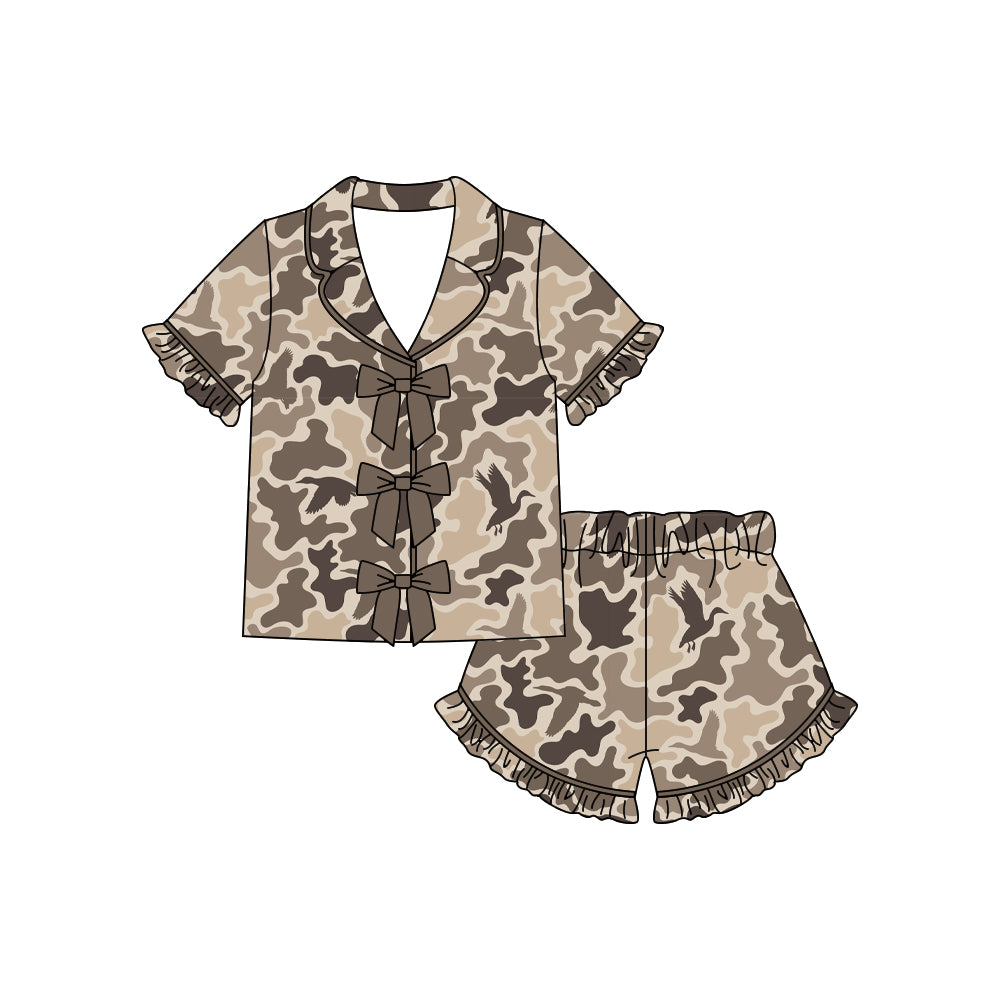 Duck camo top matching shorts girls pajama set preorder