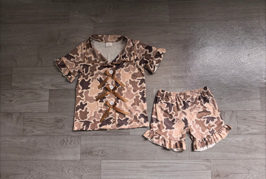 Duck camo top matching shorts girls pajama set preorder
