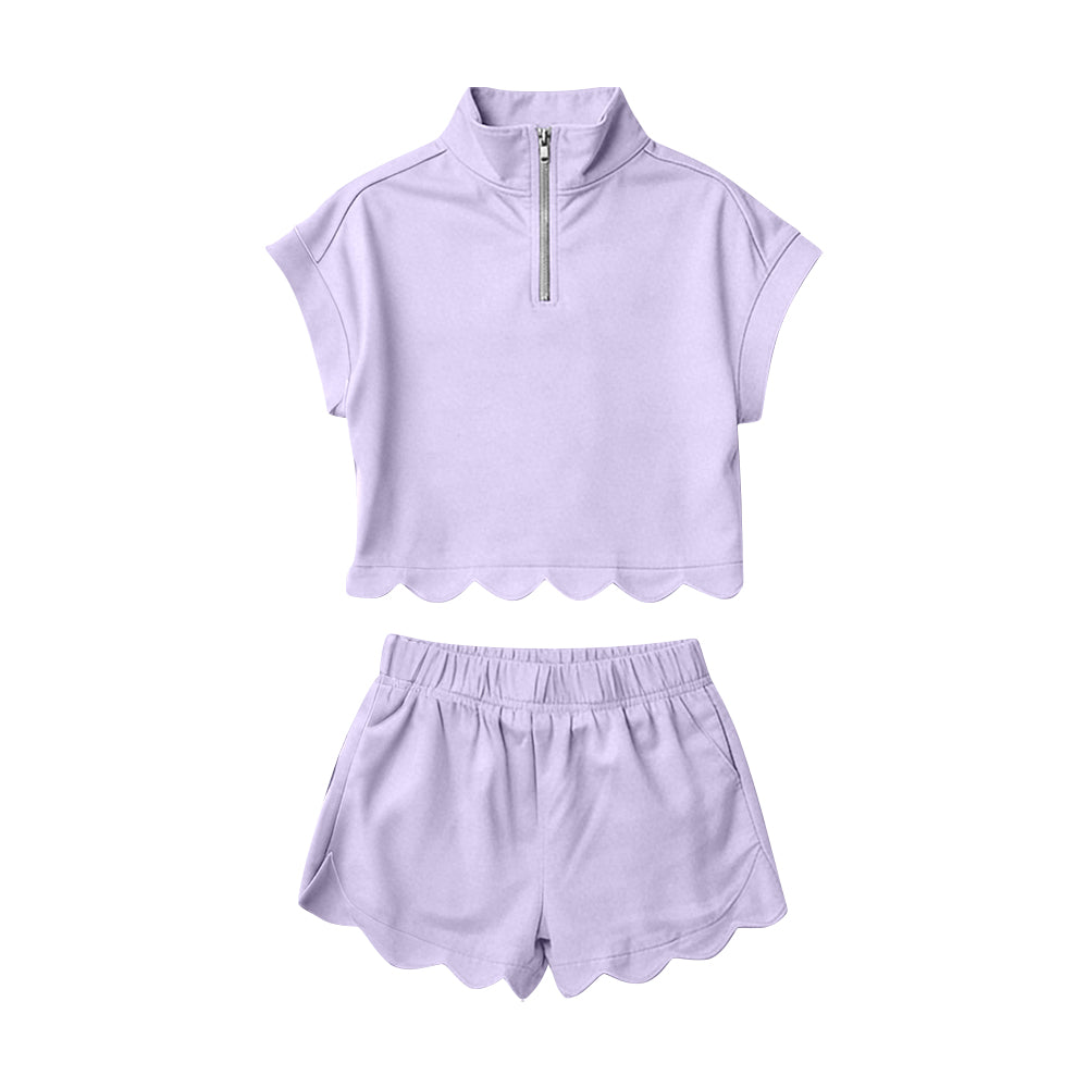 Lavender short sleeve top matching shorts girls summer outfit preorder