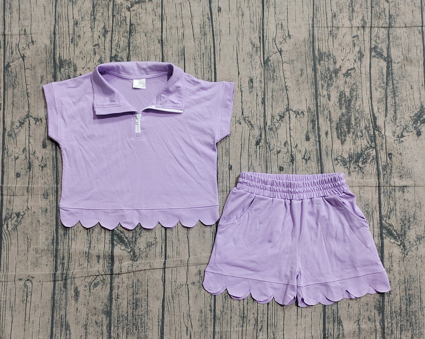 Lavender short sleeve top matching shorts girls summer outfit preorder