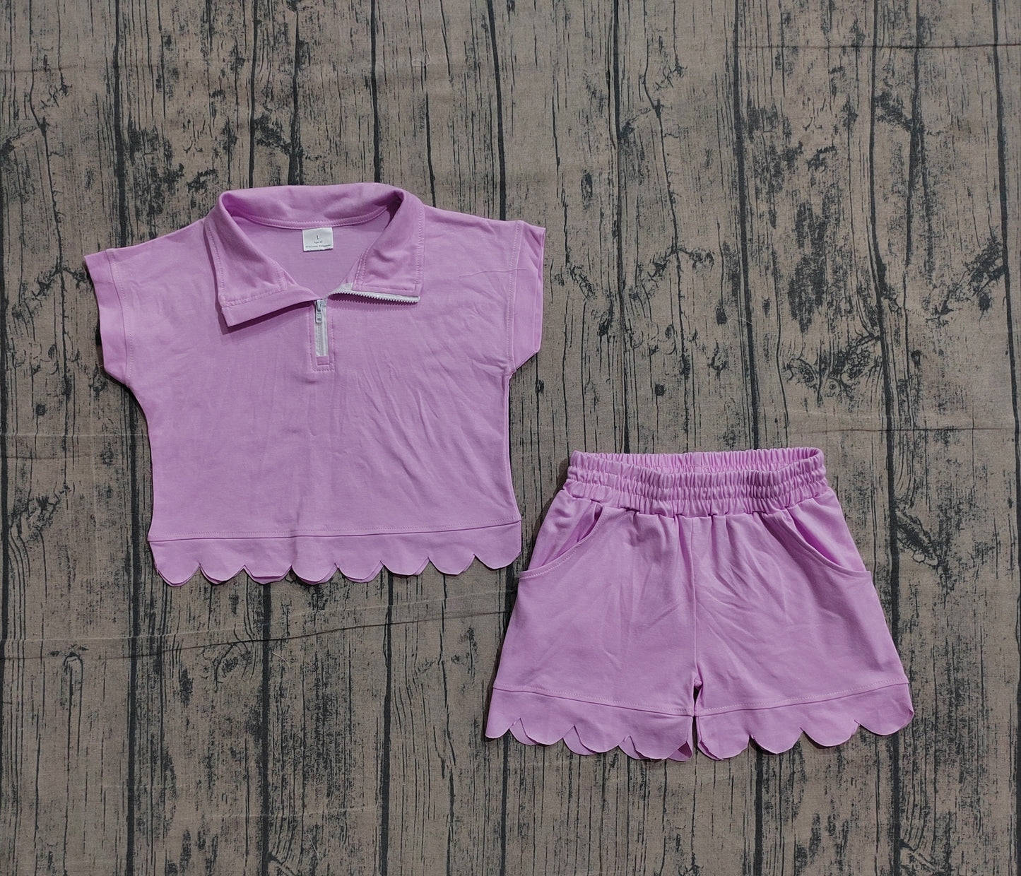 Pink short sleeve top matching shorts girls summer outfit preorder