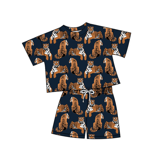 Tiger short sleeve top matching shorts girls summer outfit preorder