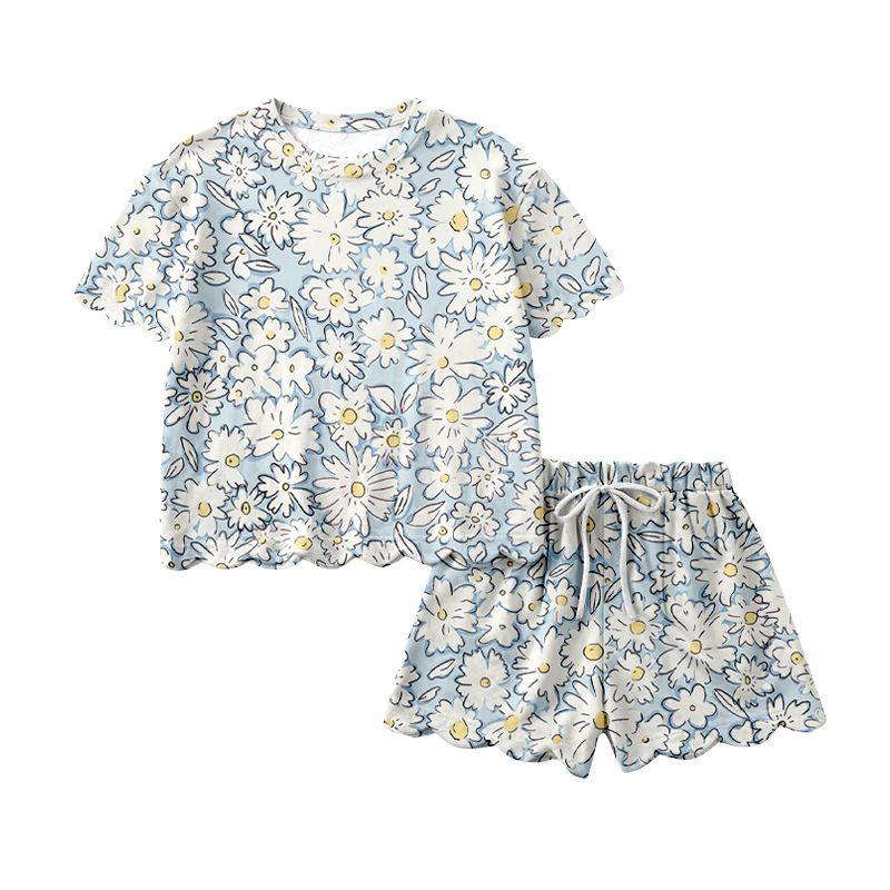 Adult women flowers design short sleeve pajama set preorder