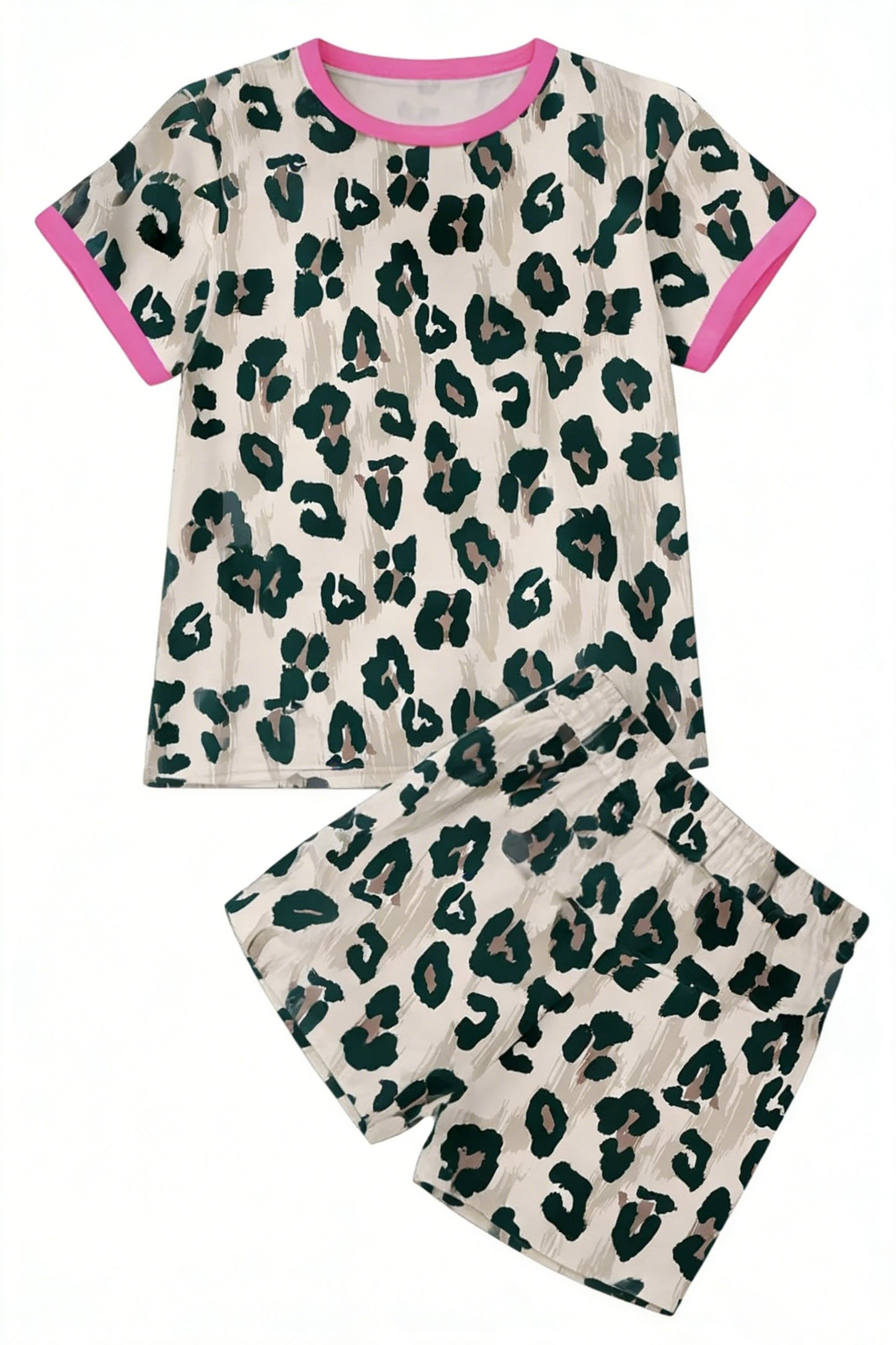 Black leopard top matching shorts girls summer outfit preorder