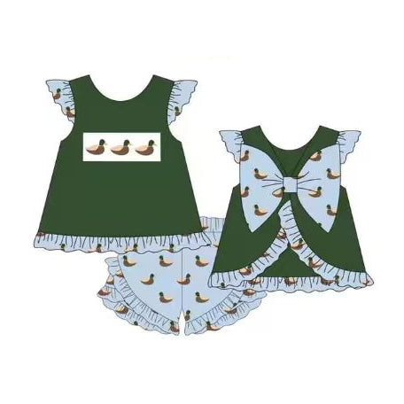 Mallard duck top matching shorts girl summer outfit preorder