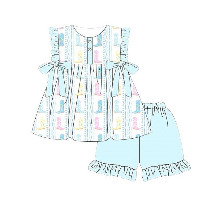 Western boots top matching shorts girl summer outfit preorder