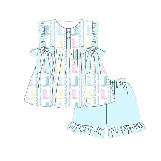 Western boots top matching shorts girl summer outfit preorder