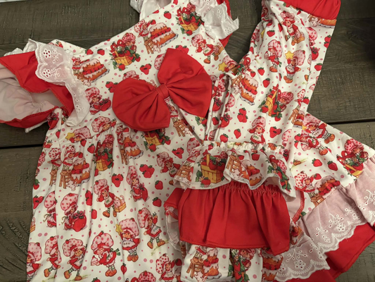 Strawberry top matching shorts girl summer outfit preorder