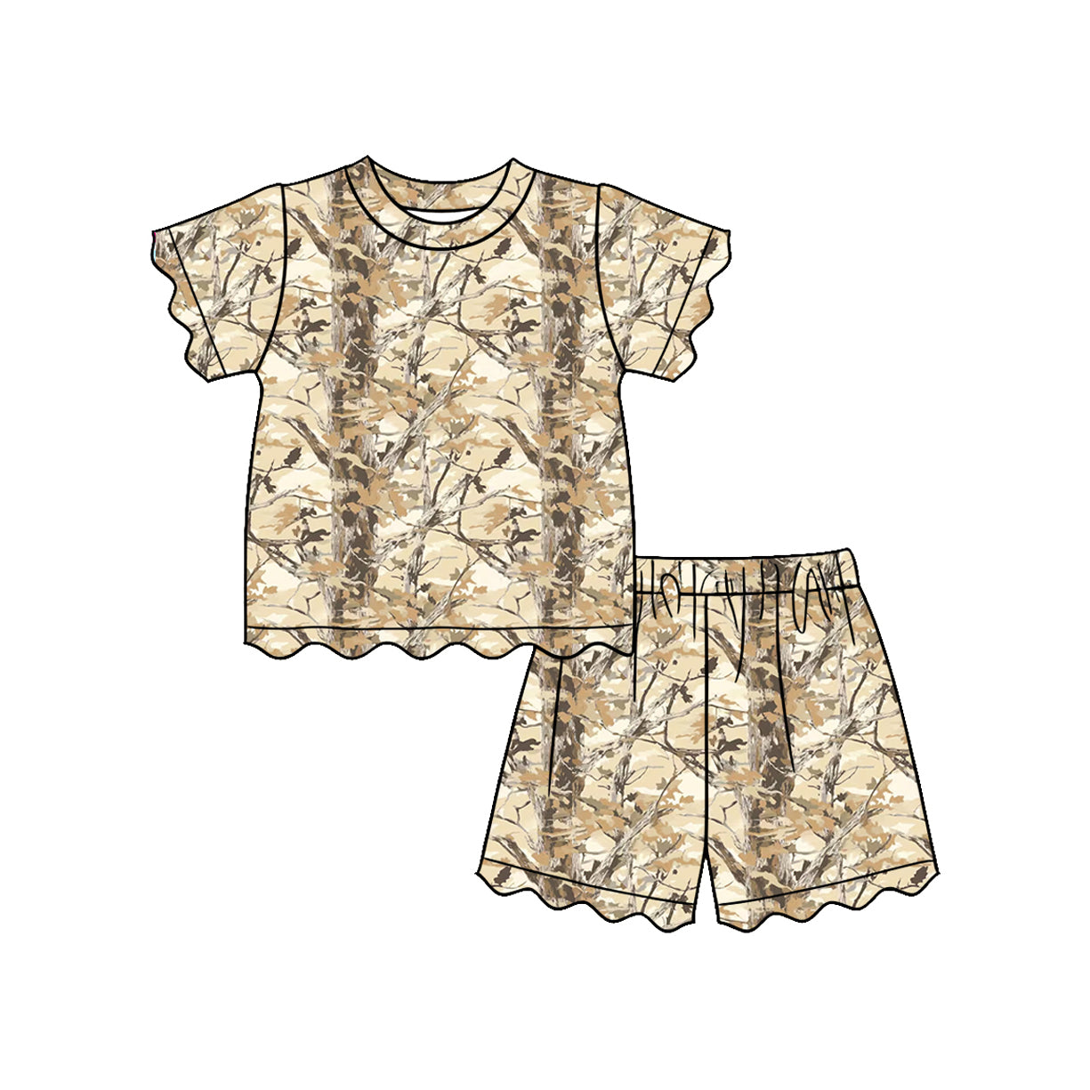 Camo top matching shorts girl summer outfit preorder