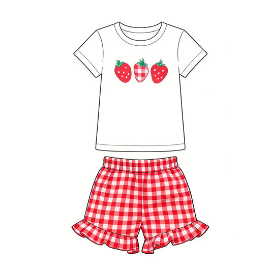 Strawberry top matching shorts girl summer outfit preorder
