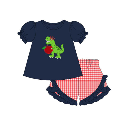 Dinosaur apple design top matching shorts girl summer outfit preorder