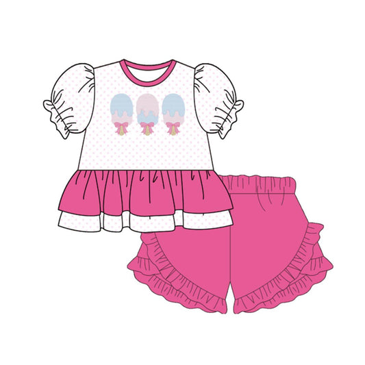 Popsible short sleeve top matching shorts girls summer outfit preorder