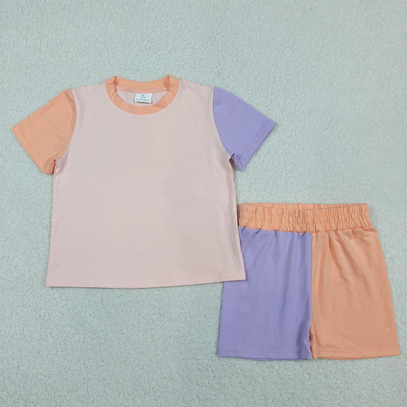 white blue cotton top matching shorts boy summer outfit