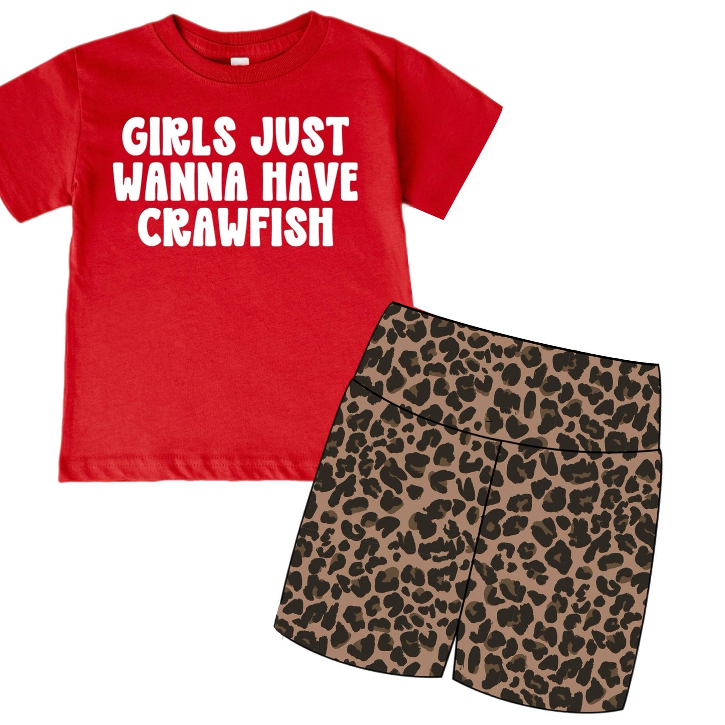Girls just wanna have crawfish top matching shorts girls summer outfit preorder