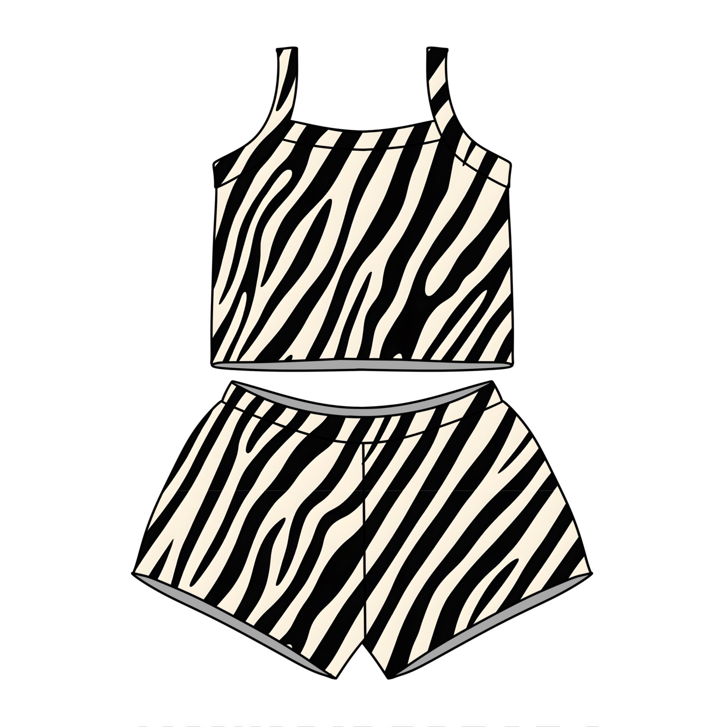 Zebra top matching shorts girls summer outfit preorder