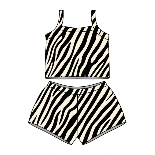 Zebra top matching shorts girls summer outfit preorder