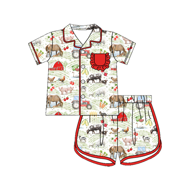 Farm animal top matching shorts girls summer outfit preorder