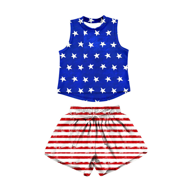 July 4th top matching shorts girls summer outfit preorder