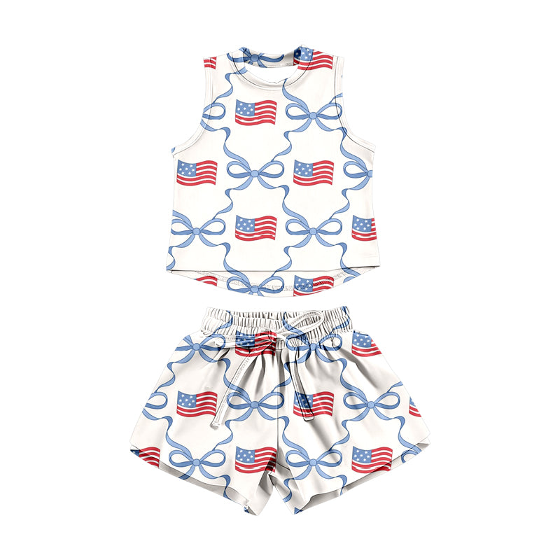 July 4th top matching shorts girls summer outfit preorder
