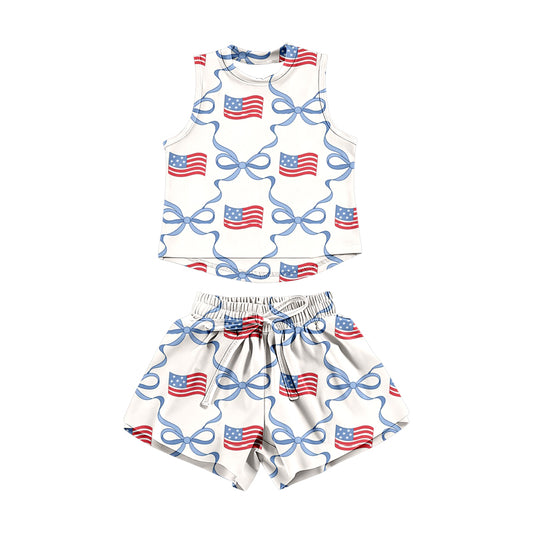 July 4th top matching shorts girls summer outfit preorder