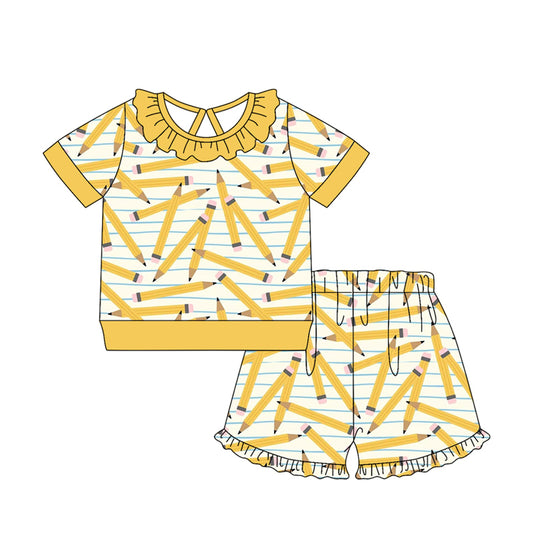 Back to school top matching shorts girls summer outfit preorder