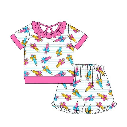 Back to school top matching shorts girls summer outfit preorder