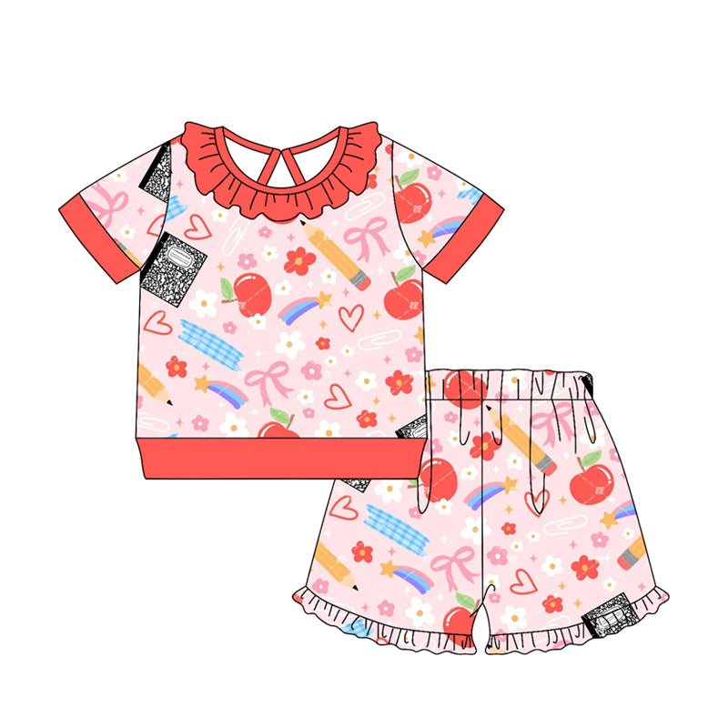 Back to school top matching shorts girls summer outfit preorder
