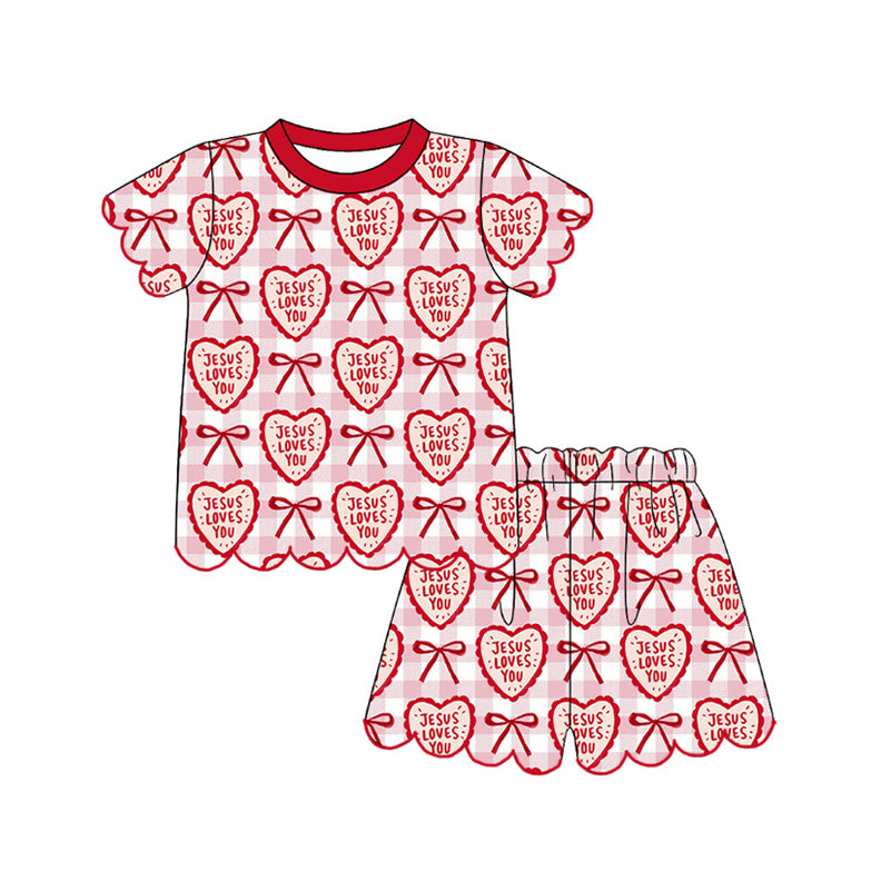 Jesus loves u top matching shorts girl summer outfit preorder