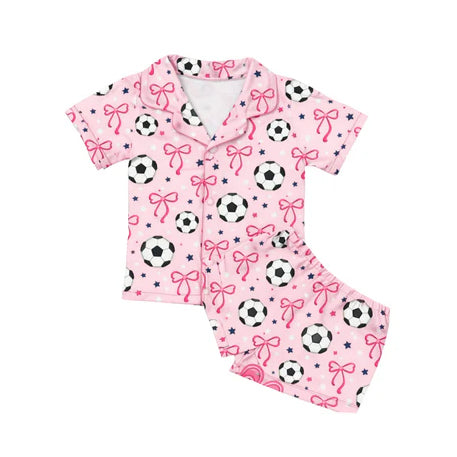 Soccer top matching shorts girl pajama set preorder