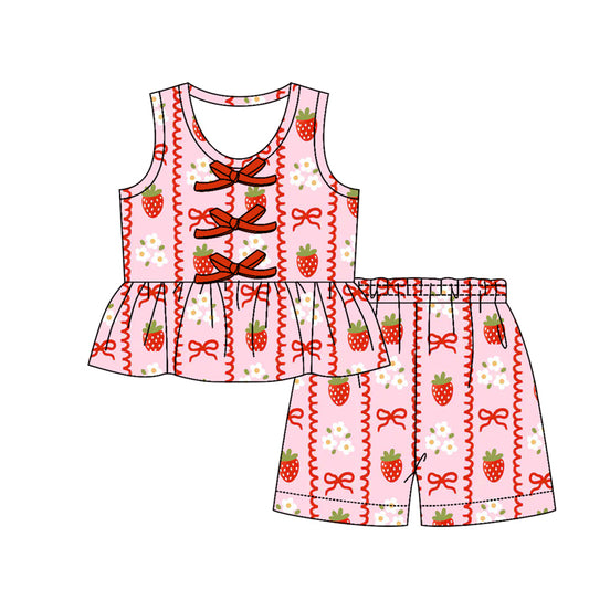 Strawberry top matching shorts girl summer outfit preorder