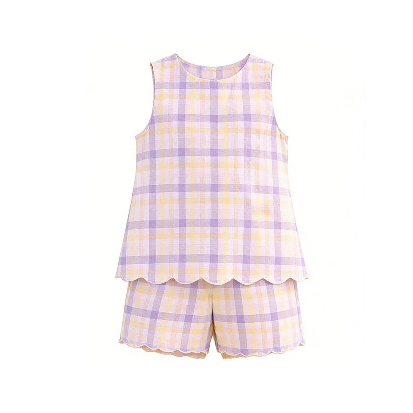 Lavender yellow tank top matching shorts girl summer outfit preorder