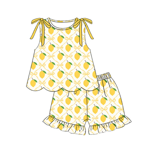 Lemon top matching shorts girls summer outfit preorder