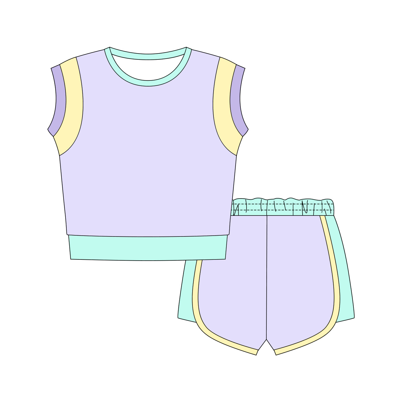 Lavender tank top matching shorts girls summer outfit preorder