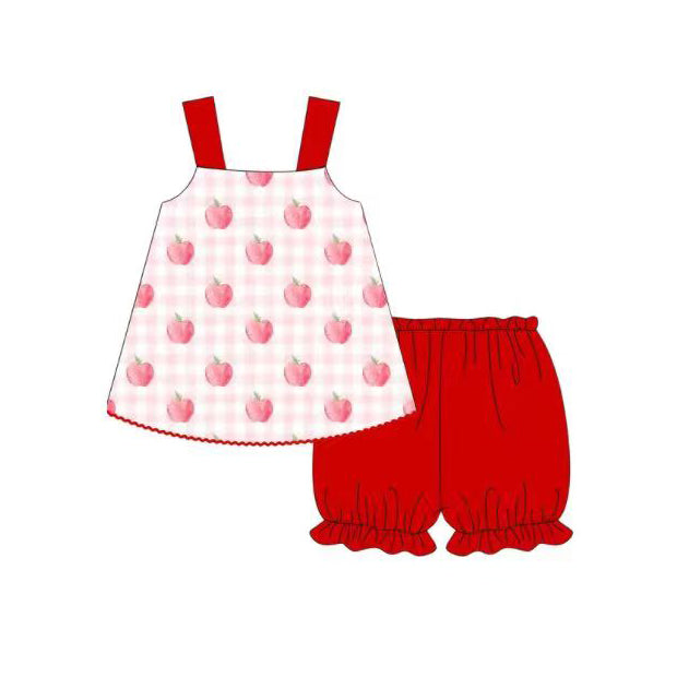 Apple top matching shorts girls summer outfit preorder