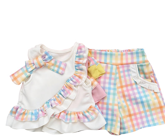 Toddle baby girls colorful plaid summer shorts preorder