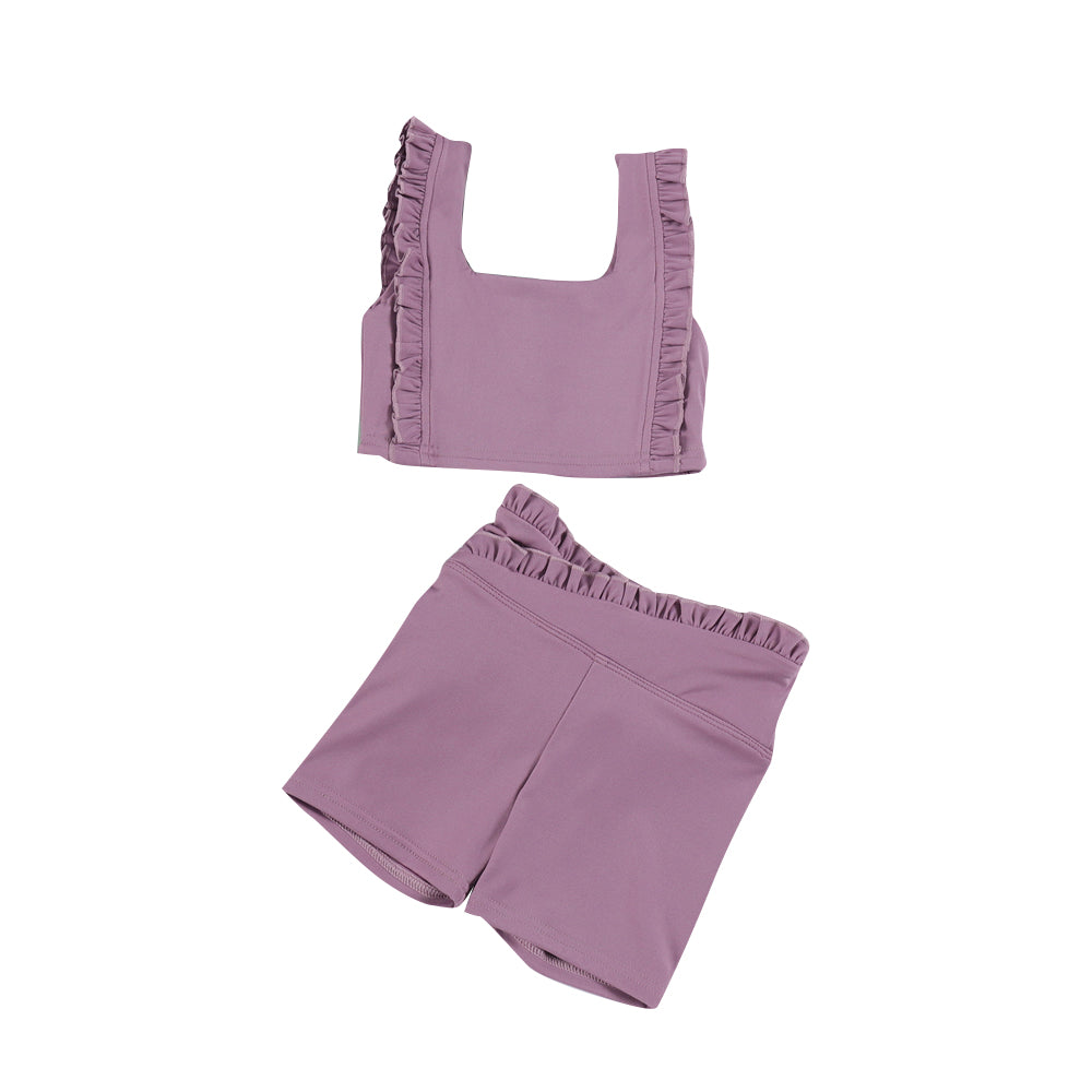 Lavender top matching shorts girls summer yoga outfit preorder