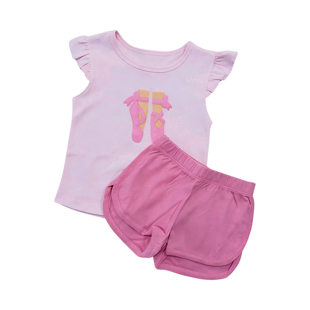 Ballet shoes top matching shorts toddle baby girl outfit preorder