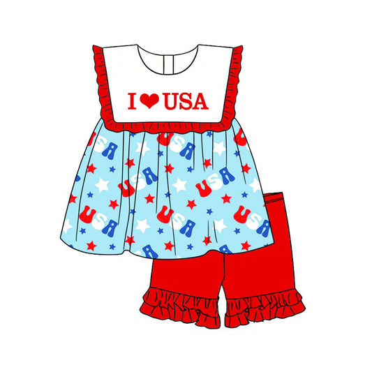 I love usa top matching shorts toddle baby girl outfit preorder