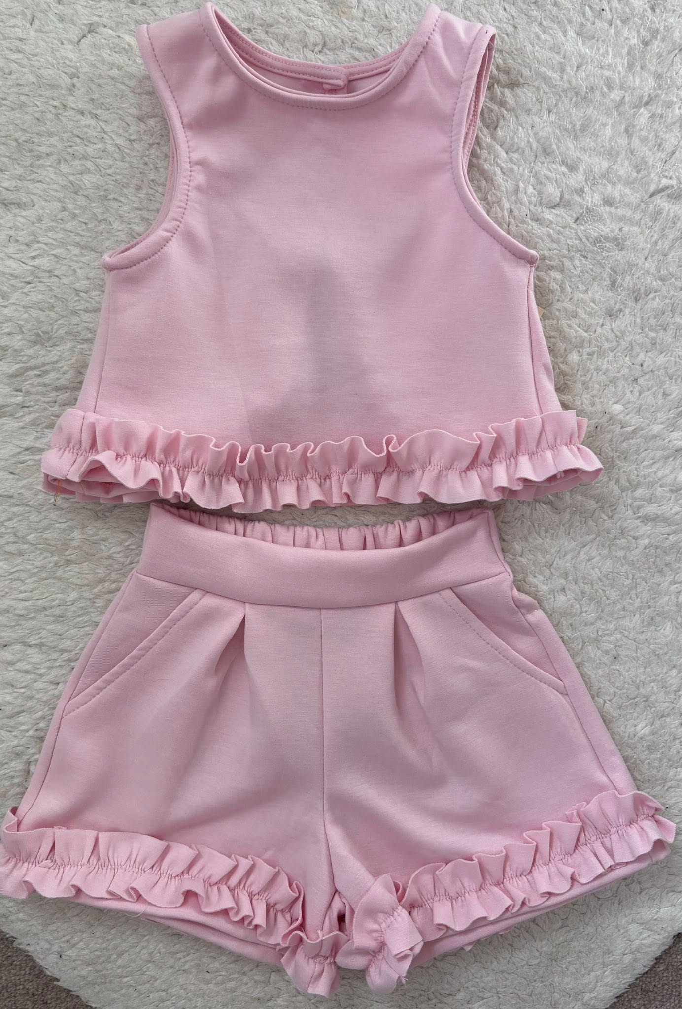 Pink tank top matching shorts toddle baby girl outfit preorder